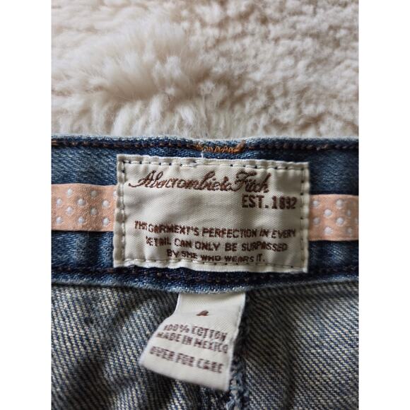 VTG y2k Abercrombie & Fitch Distressed Frayed Denim Mini skirt size 2 - Picture 5 of 10